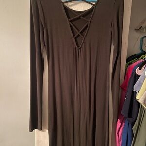 Elegant Long Sleeve Dress in Brown